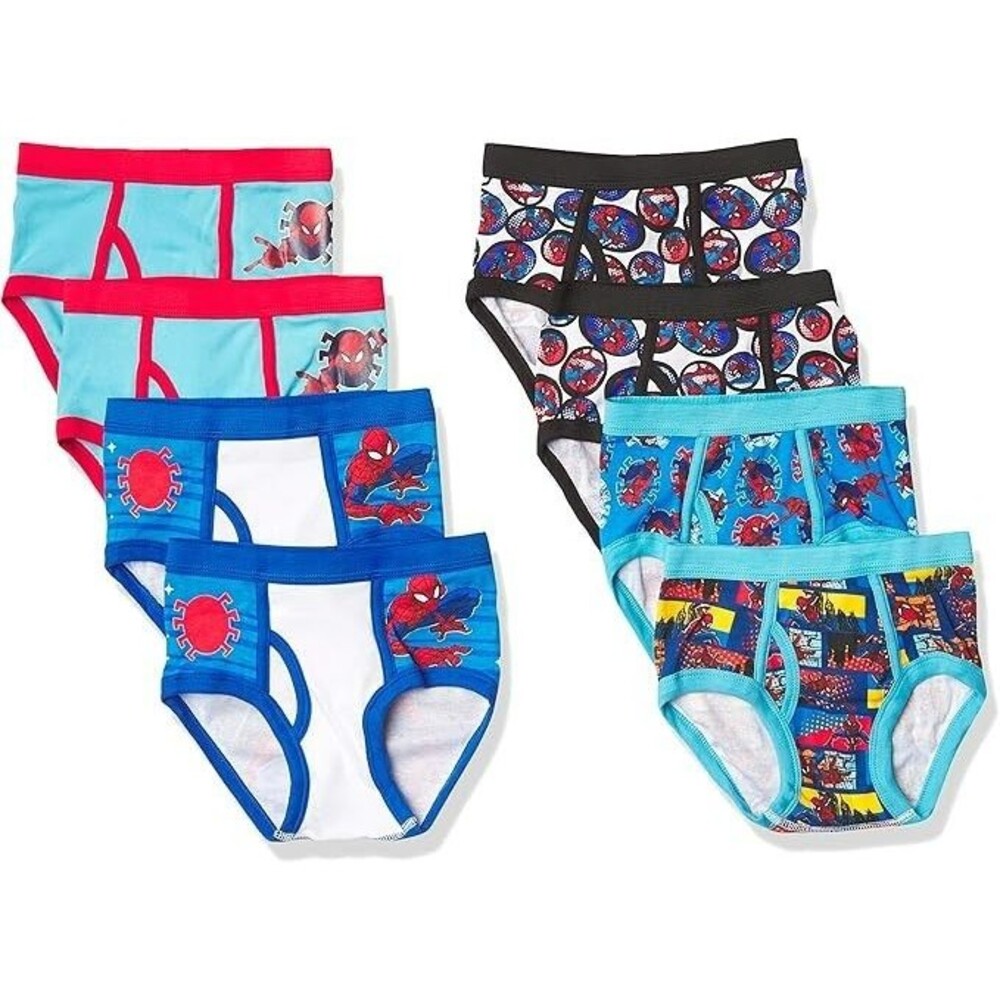 8-Pack Spider-Man Boys Brief Size 6 Multicolor Combed Cotton With Multiple Print
